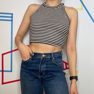 Striped High Neck Tank